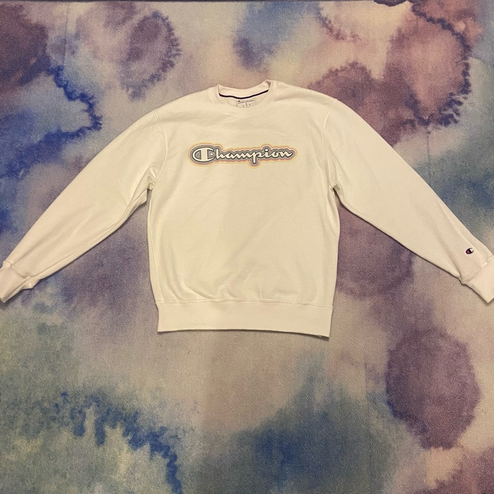 Women’s Retro White Champion Crewneck Sweatshirt Size S